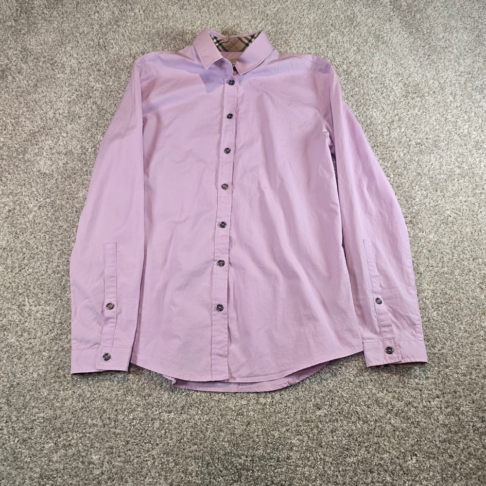Burberry Brit Lilac Purple Cotton Nova Check Collar Button Down Shirt Womens S
